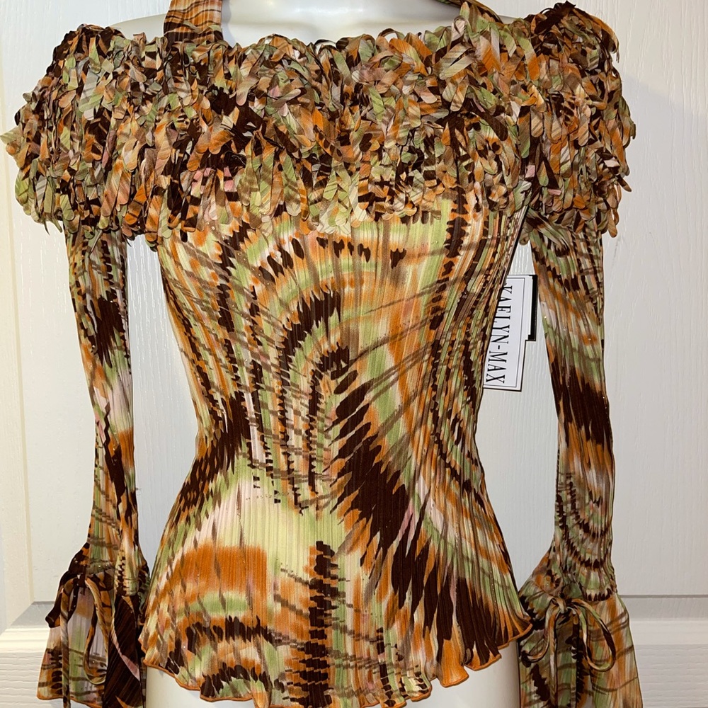 Kaelyn-Max Vintage Style Fringe Top Size S - Picture 2 of 7